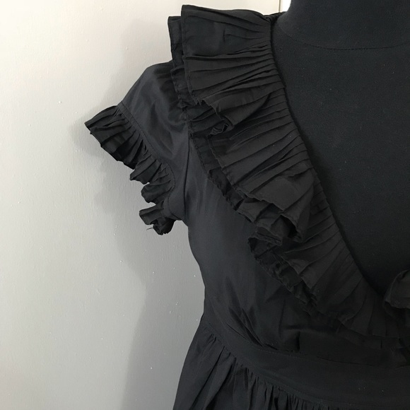 Maggy London Black Dress with Ruffle Collar. - Picture 3 of 6